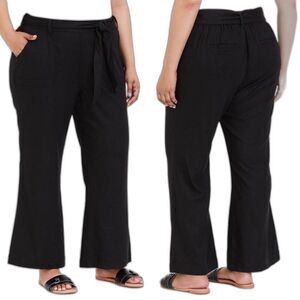 Torrid linen blend Black Straight Leg Pants no tie belt